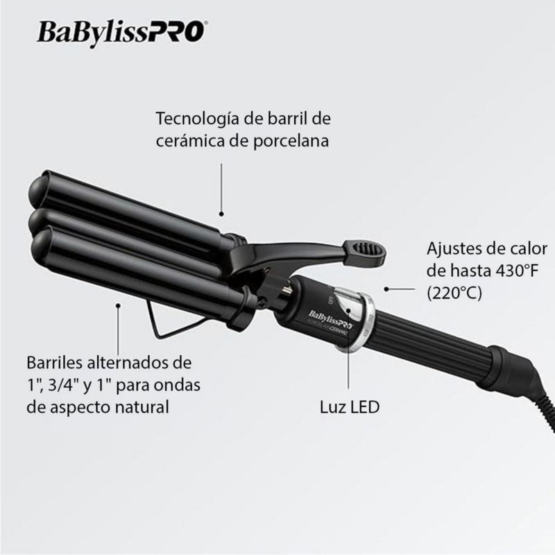 Set BaBylissPRO Secadora Rizador Y Ondulador de Pelo Porcelana y Cerámica
