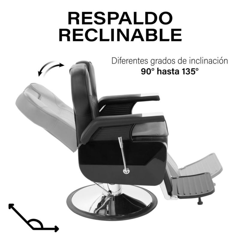 Sillon Barbero Peluqueria Silla Barberia Estetica Rudo Negro Reclinable Redonda