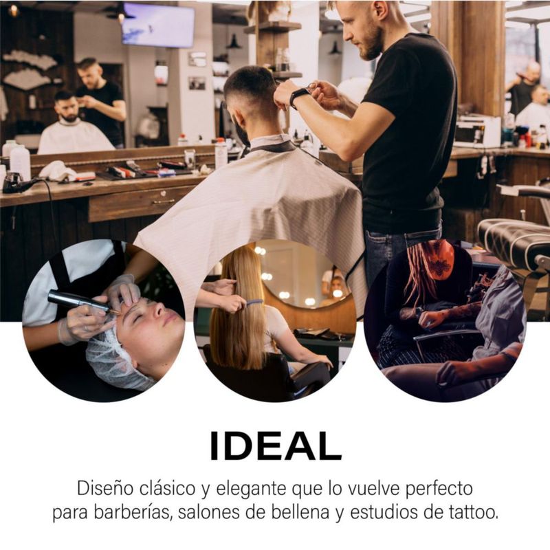 Sillon Barbero Peluqueria Silla Barberia Estetica Rudo Negro Reclinable Redonda