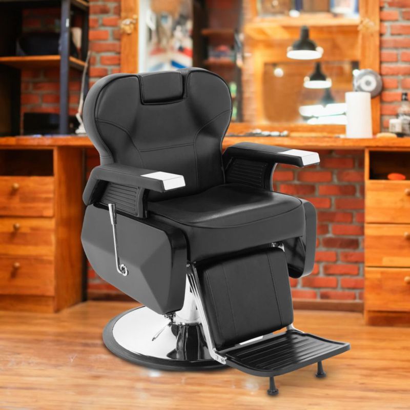 Sillon Barbero Peluqueria Silla Barberia Estetica Rudo Negro Reclinable Redonda