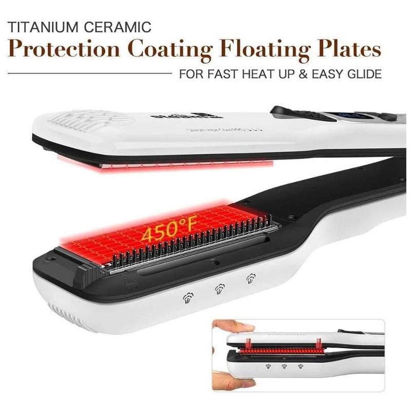 Alaciadoras de Cabello Profesional MXTTW-014 TitaniumSteamWhite Plancha con Placas de Cerámica