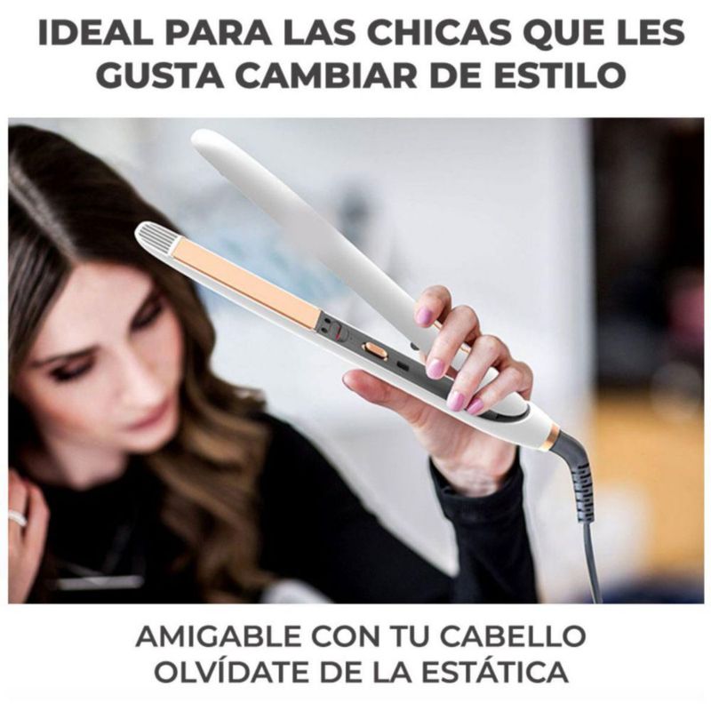 Plancha Para Cabello 2 En 1 Alisadora Y Rizadora