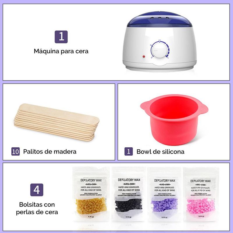 Calentador de cera para depilación profesional HELSE 18 x 14 cm Kit de aplicación HELSE.