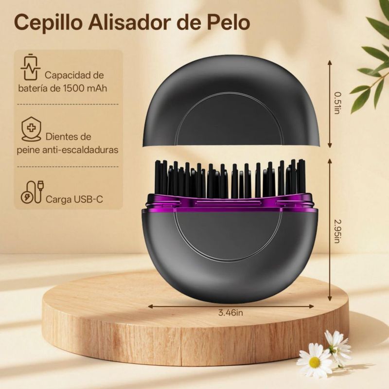 Cepillo Alaciador de Cabello, Mini Cepillo Alisador de Pelo, Alaciadora de Cabello inalámbrico, Plancha de Pelo con Cepillo Cali