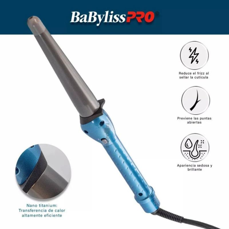 Rizador Cónico Babylisspro Nano Titanium 450°f Profesional