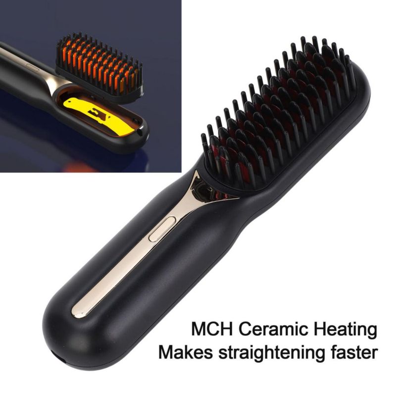 Cepillo Alisador de Cabello, Calentamiento Rápido de 20 S, Peine Alisador de Iones Negativos de Doble Uso con Menos Frizz, Diseñ