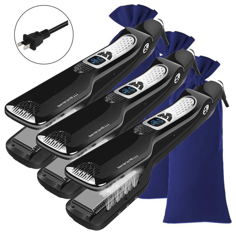Plancha con Peine en 3D MXTWU-009 TitaniumSteamBlack Plancha de Ceramica Moderna