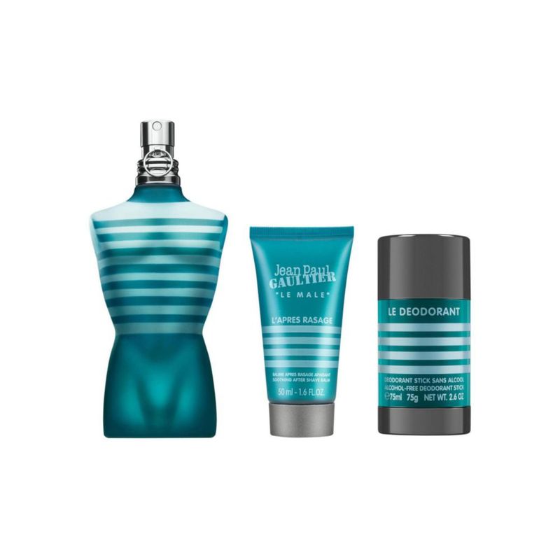 SET JEAN PAUL GAULTIER LE MALE 3PZS 125ML EDT SPRAY/ AFTER SHAVE 50ML/ DESODORANTE STICK 75G
