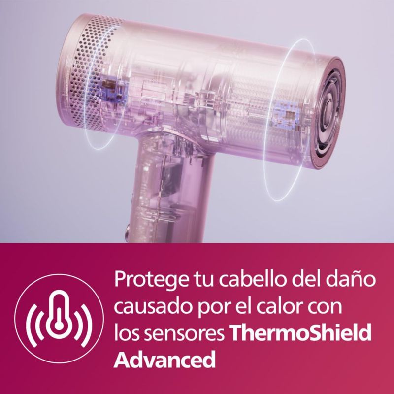 Secadora de cabello Philips Serie 8000 de alta velocidad, tecnología ThermoShield Advanced, iónico, boquilla de peinado, cuidado