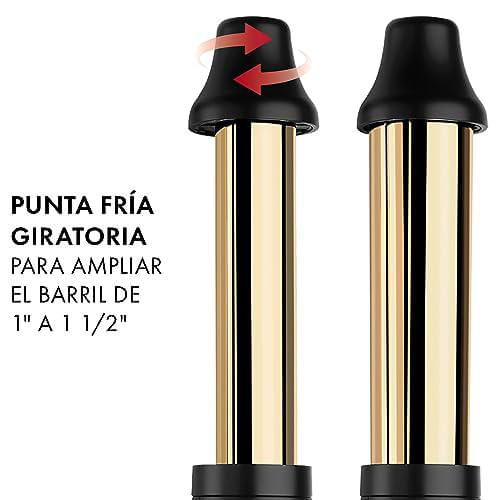 Hot Tools Pro Artist Rizadora 2 en 1 Expansible 24K, 1” y 1 ½”