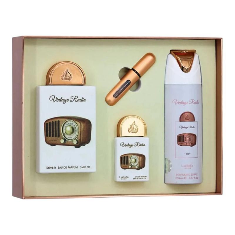 Lattafa vintage radio gift set 3 piezas