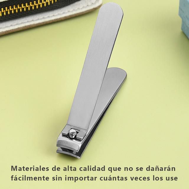 Kit de Manicura y Pedicura de Acero Inoxidable con Estuche de Cuero Portátil para Cuidado Personal y Viaje Marrón y Blanco.HOGAWAY