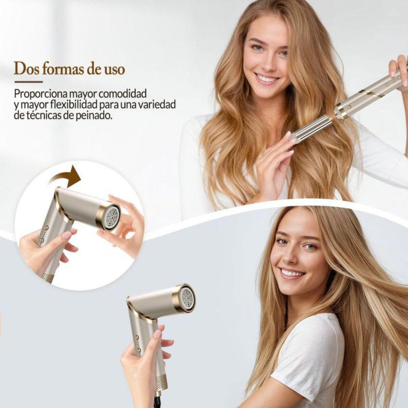 9 en 1 Cepillo secadora de cabello, Secadora con difusor para rizos, Con 9 accesorios multiestilizador, Ideal para todo tipo de
