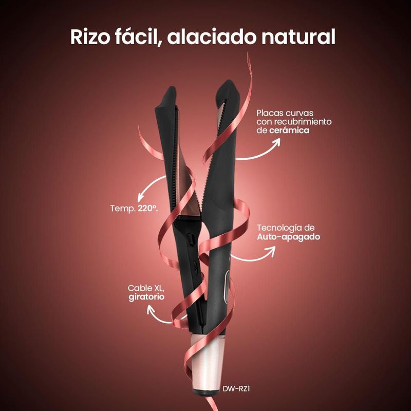 Plancha Alaciadora Rizadora De Cabello 2 en 1 Daewoo DW-RZ1 210°C 45w