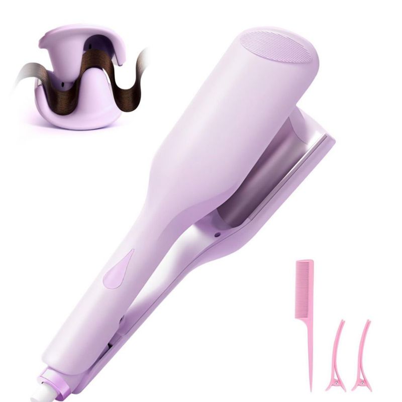 Waflera para Cabello, 32mm Cepillo Termico para Cabello, Ondas Cerámica con Temperatura Ajustable, Calienta Rápidamente para Muj