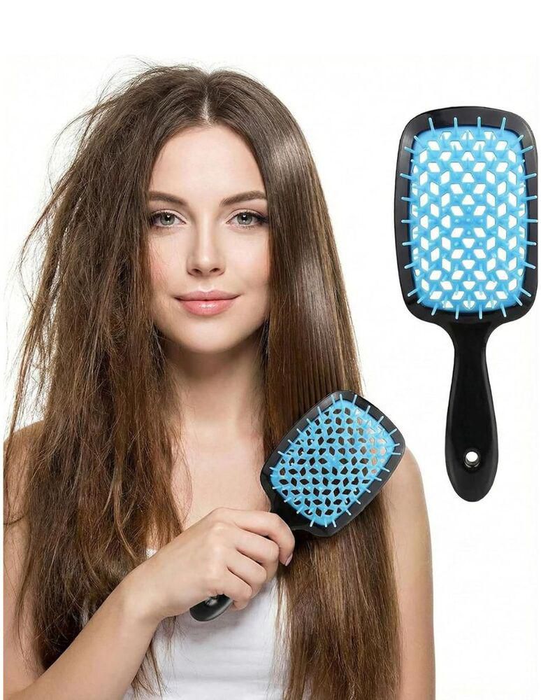 Bluelander Cepillo para Cabello con Mango Ergonómico, Antinudos para Cabello Rizado o Lacio, Ideal para Uso Diario en Casa o Salón (Azul)