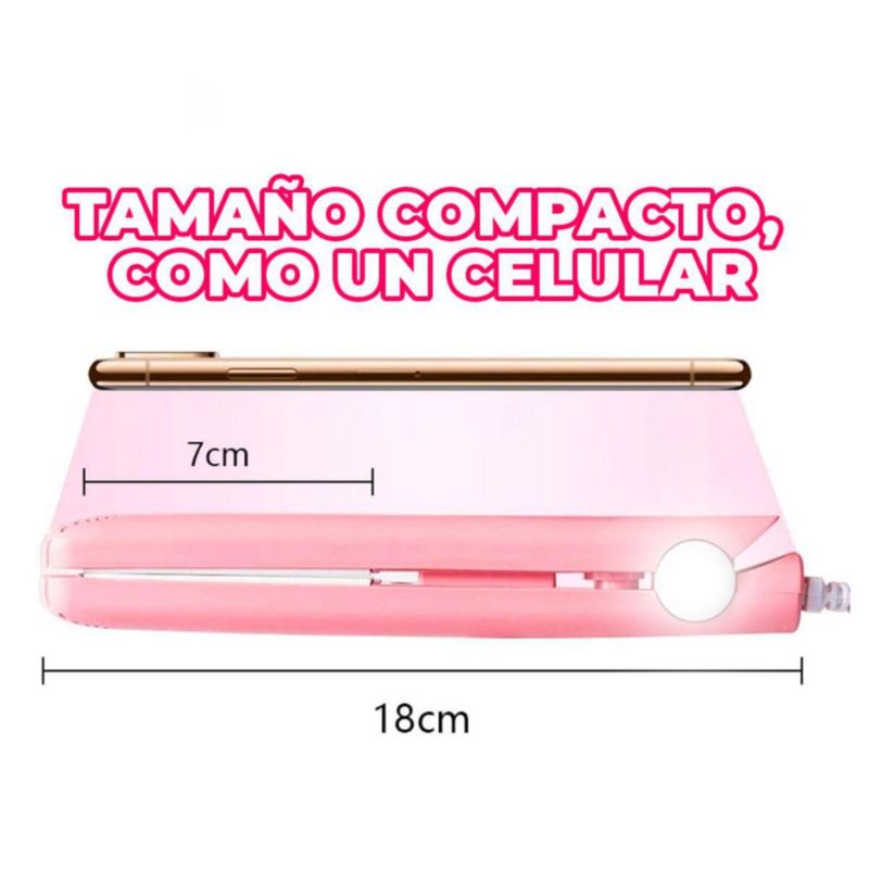 Mini Plancha Para El Cabello Portátil Color Rosa