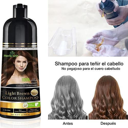 Herbishh Shampoo Tinte 3 en 1 Cubre Canas Castaño Claro 500 ml