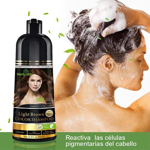 Herbishh Shampoo Tinte 3 en 1 Cubre Canas Castaño Claro 500 ml