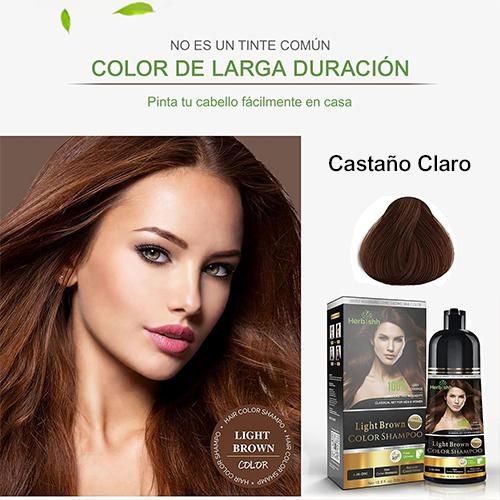 Herbishh Shampoo Tinte 3 en 1 Cubre Canas Castaño Claro 500 ml
