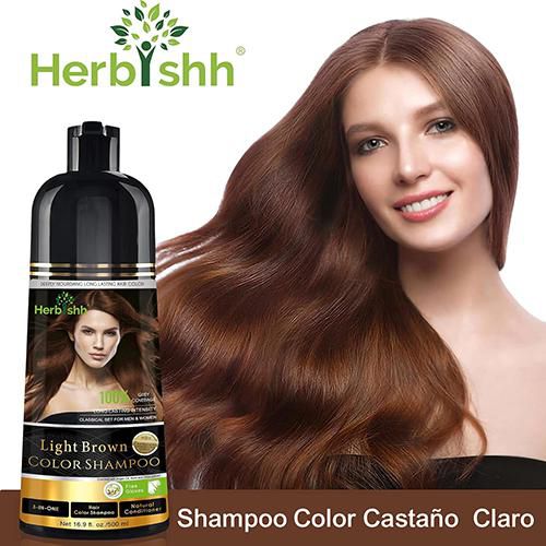 Herbishh Shampoo Tinte 3 en 1 Cubre Canas Castaño Claro 500 ml