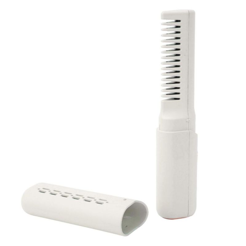 Cepillo Alisador, 2 en 1, Mini Plancha de Pelo Recargable, Peine Inalámbrico para Todo Tipo de Cabello (Caqui)