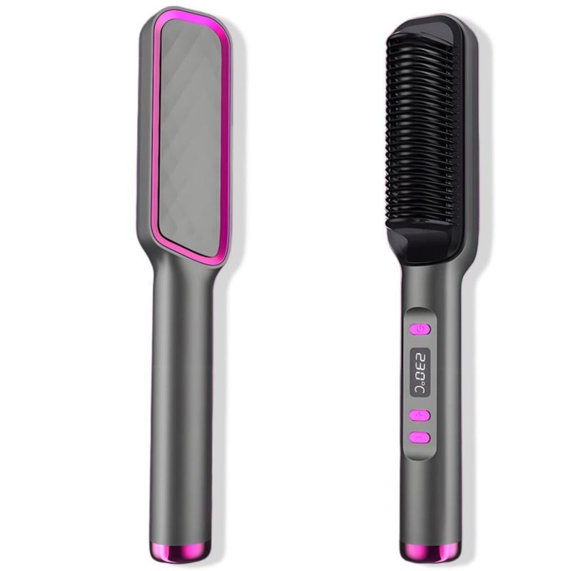 FEISEDY Cepillo Alisador de Cabello Temperatura ajustable 30 Niveles libremente, Plancha Ion Negativo No Daña el Cabello Peine C