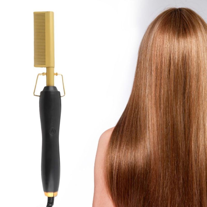 Hot Comb - Plancha de Pelo Multifuncional, Peine Calefactor Eléctrico, Peine de Prensa para Alisar la Barba Antiescaldamiento Po