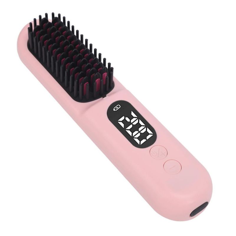 Cepillo Alisador de Pelo Inalámbrico para Mujeres, Peine Alisador de Cabello de Iones Negativos, Calentamiento Rápido de 30 S, P