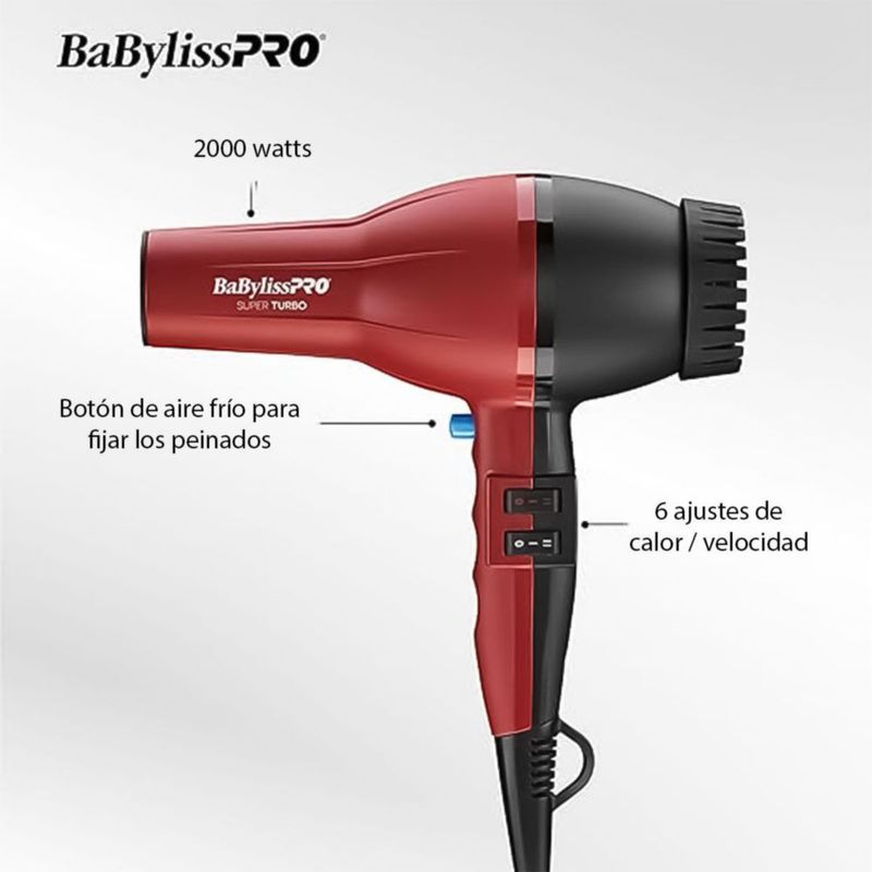 Secadora De Cabello Babylisspro Turbo B307 2000w Profesional
