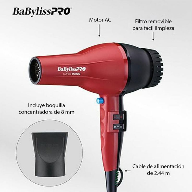 Secadora De Cabello Babylisspro Turbo B307 2000w Profesional