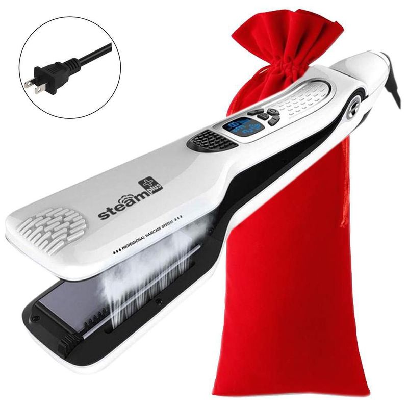 Plancha de Cabello de Vapor MXTTW-001 TitaniumSteamWhite Plancha con Placas de Cerámica