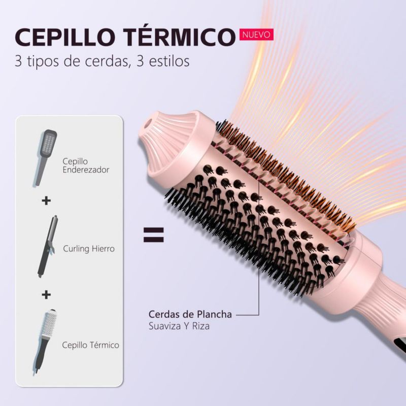 Cepillo Termico para Cabello, 32MM Cepillo para Cabello Electrico con Tecnología de Iones, 11 Temps, Pantalla LCD, Doble Voltaje