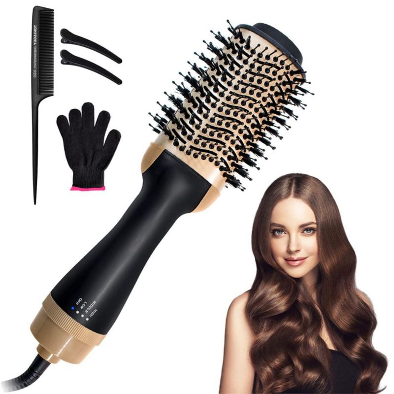 Cepillo Secador de Cabello Multifuncional, 4 en 1 Cepillo de Aire Caliente para Cabello y Voluminizador con Iones Negativos Anti