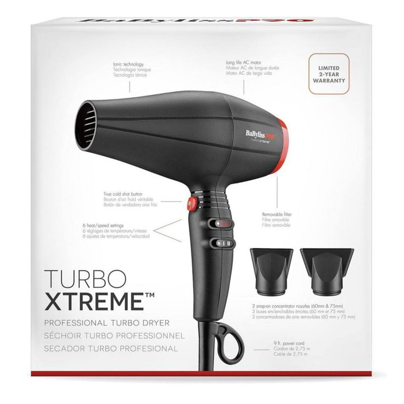 Secadora Profesional Babylisspro Turbo Xtreme Ionic Technology 1875 W