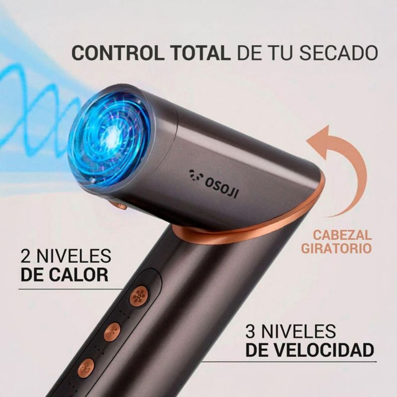 OSOJI Estilizador de Cabello 2 en 1 con 9 Boquillas Hot & Cool y Direccionador de Aire, Plancha y Secadora para Todo Tipo de Cab