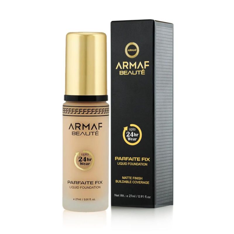 ARMAF BEAUTÉ Parfaite Fix Liquid Foundation 02 Porcelain - Base Líquida con Cobertura Completa y Acabado Mate para Piel Grasa 24 h Duración