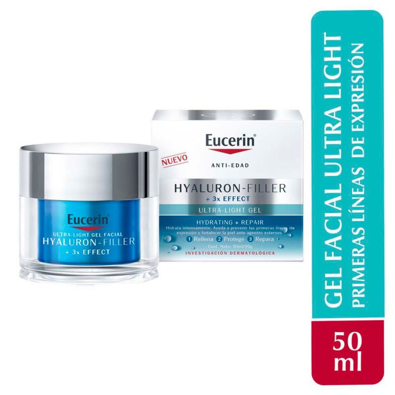 Eucerin Hyaluron-Filler 3X Effect Ultra-Light Gel hidratante y reparador 50 ml