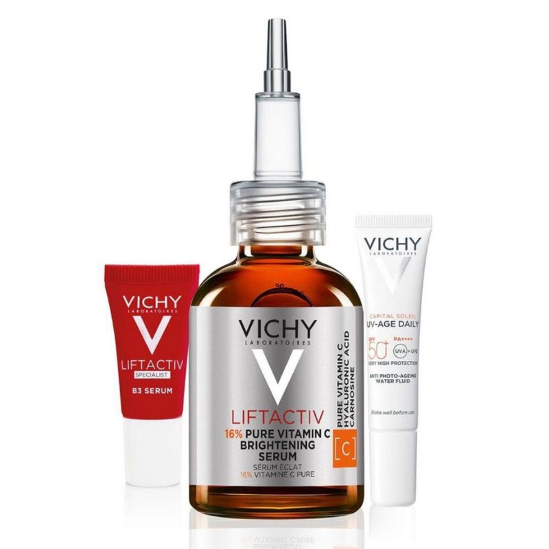 Vichy Kit Liftactiv Supreme Vit C Skin Corrector (20 ml) con Liftactiv Specialist B3 Serum (5 ml) y Capital Soleil UV Age Daily SPF 50 (15 ml)