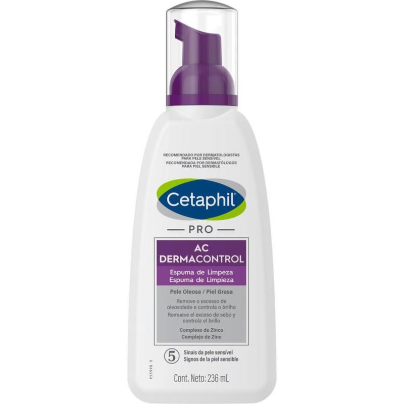 Cetaphil PRO AC Dermacontrol Espuma limpiadora facial para piel grasa 236 ml