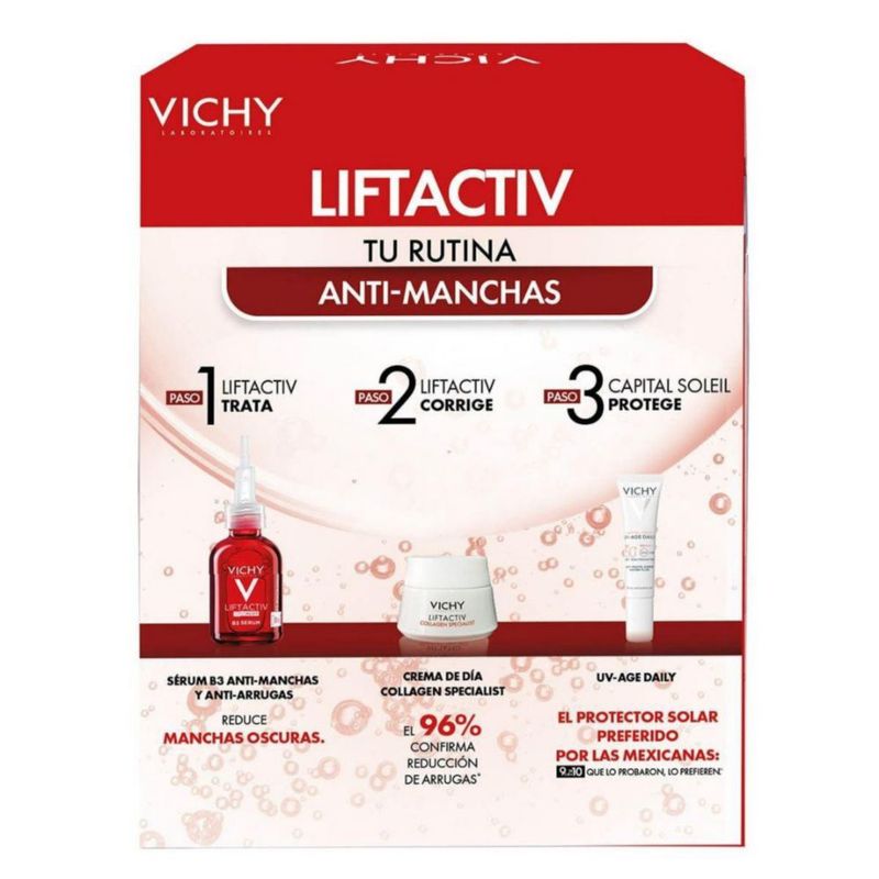 Vichy Kit Liftactiv Specialist B3 Serum (30 ml) con Liftactiv Collagen Specialist Crema (15 ml) y Capital Soleil UV Age Daily SPF 50 (15 ml)