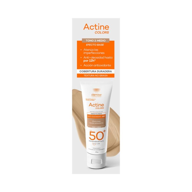 Darrow Actine Colors Protector Solar FPS50 para piel grasa tono Medio 40 gr