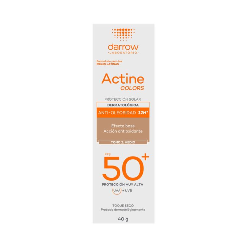 Darrow Actine Colors Protector Solar FPS50 para piel grasa tono Medio 40 gr
