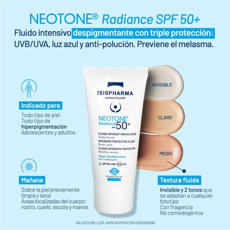 Isispharma Neotone Radiance FPS50 Anti manchas 30 ml