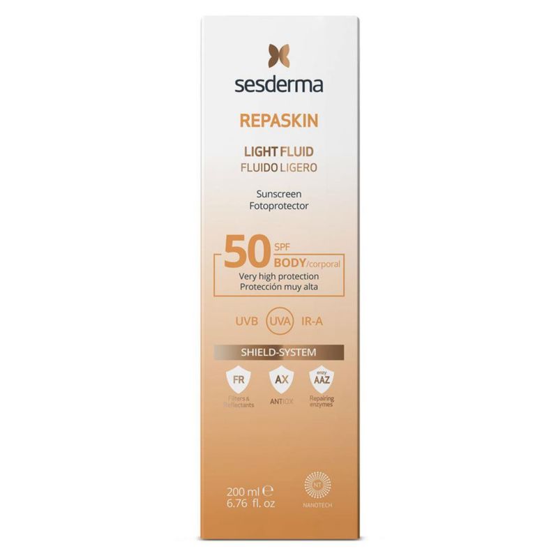 Sesderma S-repaskin Fluido ligero corporal spf50+ previene arrugas manchas y quemaduras solares 200 ml