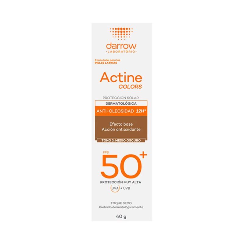 Darrow Actine Colors Protector Solar FPS50 para piel grasa tono Oscuro 40 gr