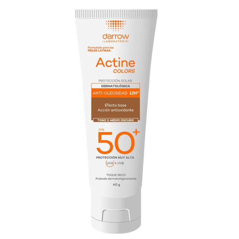 Darrow Actine Colors Protector Solar FPS50 para piel grasa tono Oscuro 40 gr