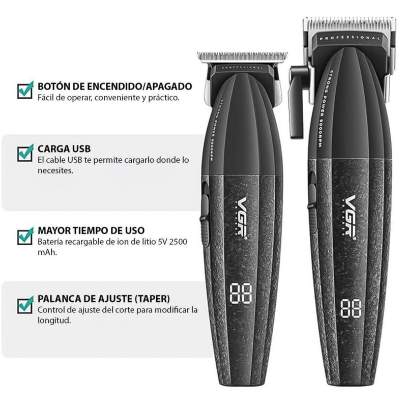 Kit de Barbería Profesional VGR V-640 Clipper Y Trimmer