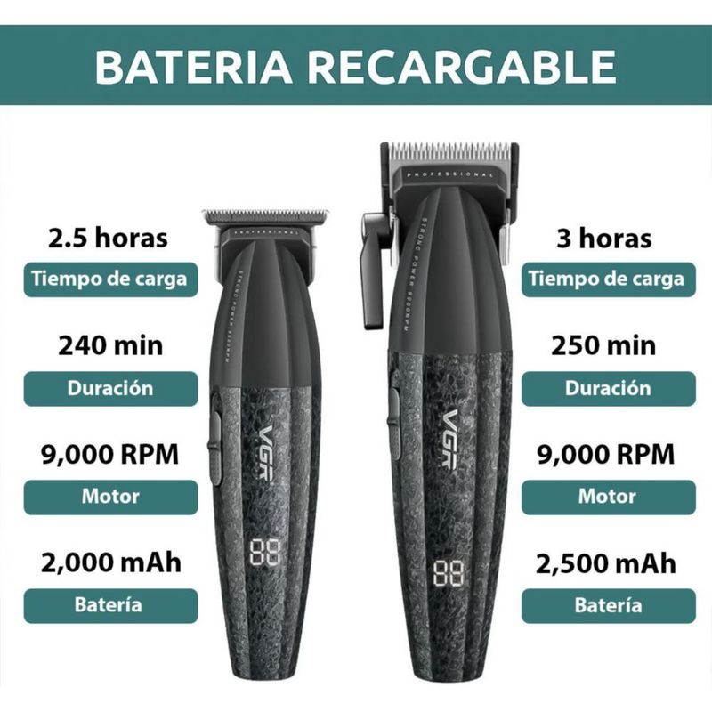 Kit de Barbería Profesional VGR V-640 Clipper Y Trimmer