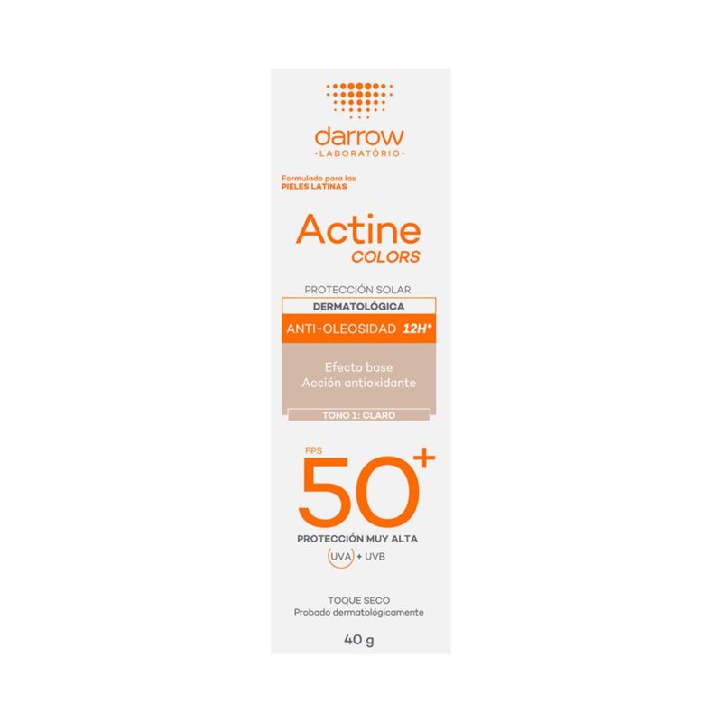 Darrow Actine Colors Protector Solar FPS50 para piel grasa tono Claro 40 gr